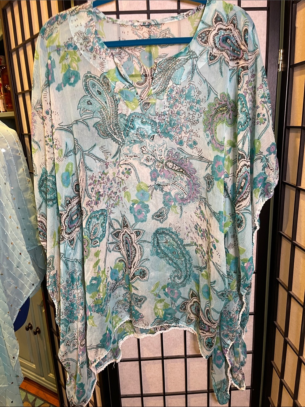 Light Blue Boho Floral Paisley Women's Tunic